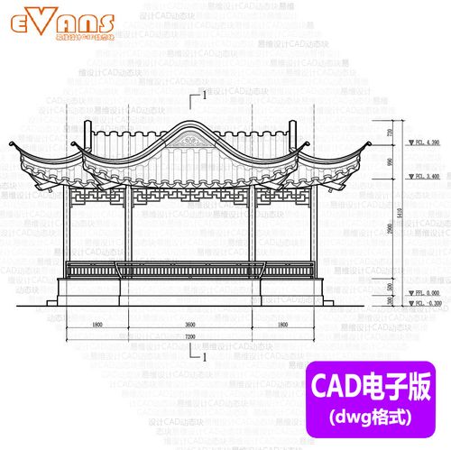 凸字亭施工圖cad電子版 中式傳統古建十柱木構件歇山頂設計資料