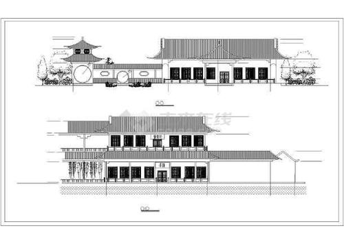 古代建筑風格會所茶室cad施工設計圖圖片1
