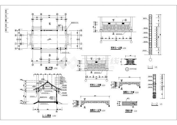 某地園林古建長廊及轉角涼亭,木結構詳細施工圖_園林建筑_土木在線